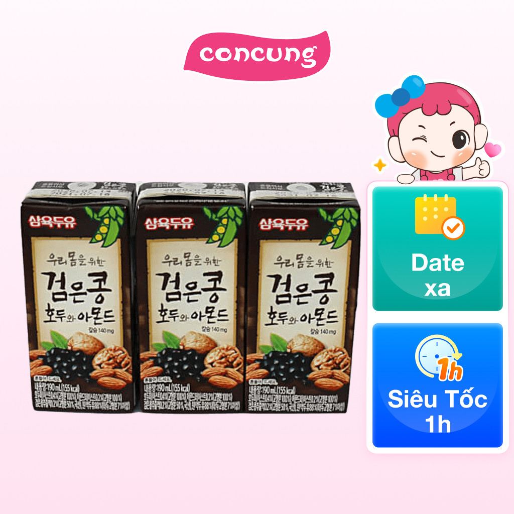 Sữa đậu đen, óc chó hạnh nhân 190ml (Lốc 3)