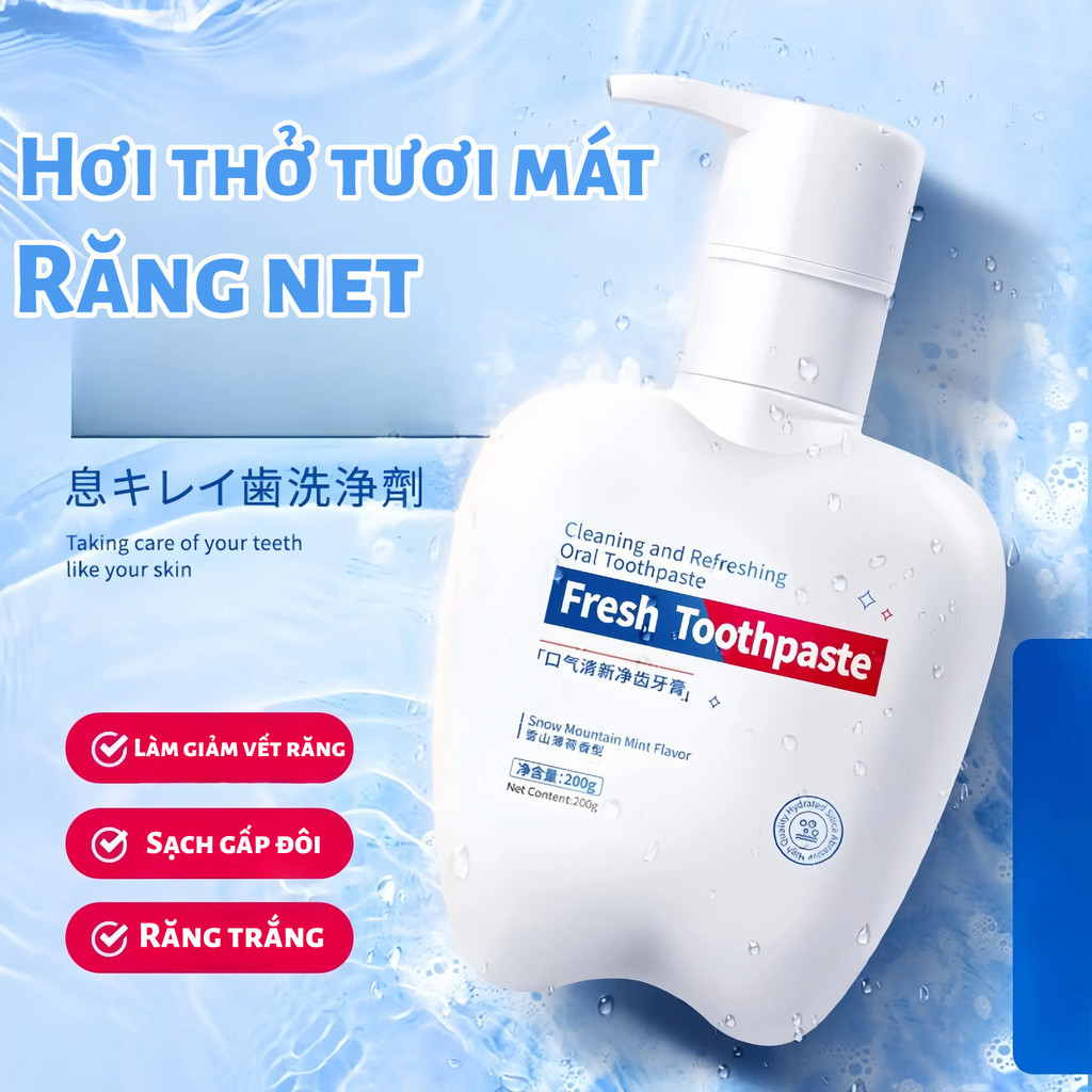200g Toothpaste  Kem Đánh Răng Nhật Liquid  Trắng Răng Tẩy Ố Vàng Răng Thơm Miệng