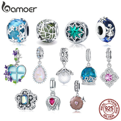 Bamoer Bạc 925 Quyến Rũ Khác Nhau Lấp Lánh Zircon Mặt Dây Chuyền Phụ Kiện Thời Trang Quà Tặng Sinh Nhật SCC878