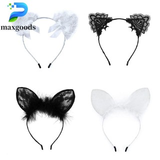 Maxgoods ren băng đô, đầu viền mũ tai mèo băng đô, ngộ nghĩnh phụ kiện tóc nơ tóc vòng tóc trang điểm