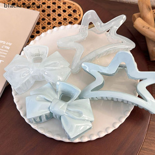 BRED Sweet Cream Blue Bow Ngôi Sao Năm Cánh Hình Học Móng Vuốt Tóc Cho Nữ Thanh Lịch Nơ Cua Barrettes Phụ Kiện Tóc.