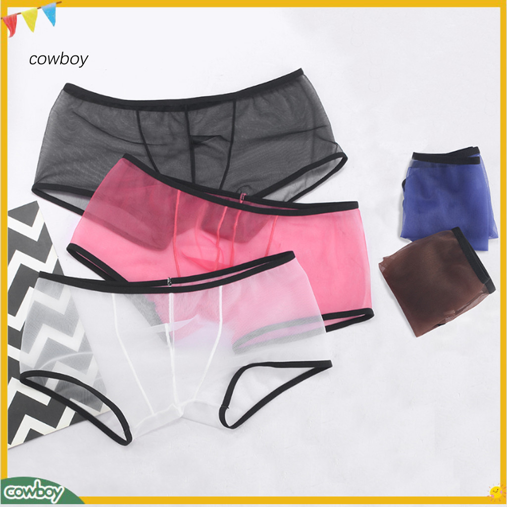 [Hbg] Quần lót nam Boxer Lưới trong suốt Phối cảnh Quần short Quần lót Quần short Boxer chống ẩm thấp tầng