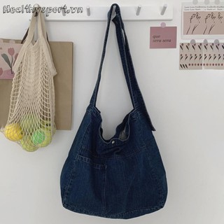 Túi xách Unisex Denim Tote Túi đeo vai Denim dung tích lớn Túi tạp hóa tái sử dụng