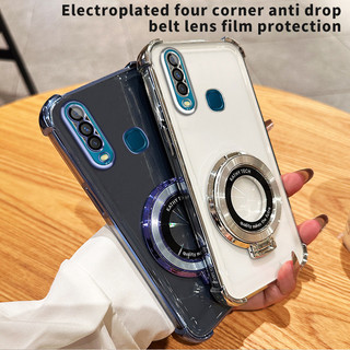 Ốp lưng silicon mềm trong suốt chống sốc cho VIVO Y17 Y18 Y12 Y15 Ốp lưng có bảo vệ phim máy ảnh Giá đỡ điện thoại Vỏ điện thoại