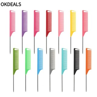 OKDEALS Lược tạo kiểu tóc đuôi nhọn, Lược đuôi đầu thép chống tĩnh điện răng mịn, Salon làm tóc bằng thép kim Pin đầu bàn chải Phụ kiện cắt tóc Lược cắt tóc chuyên nghiệp