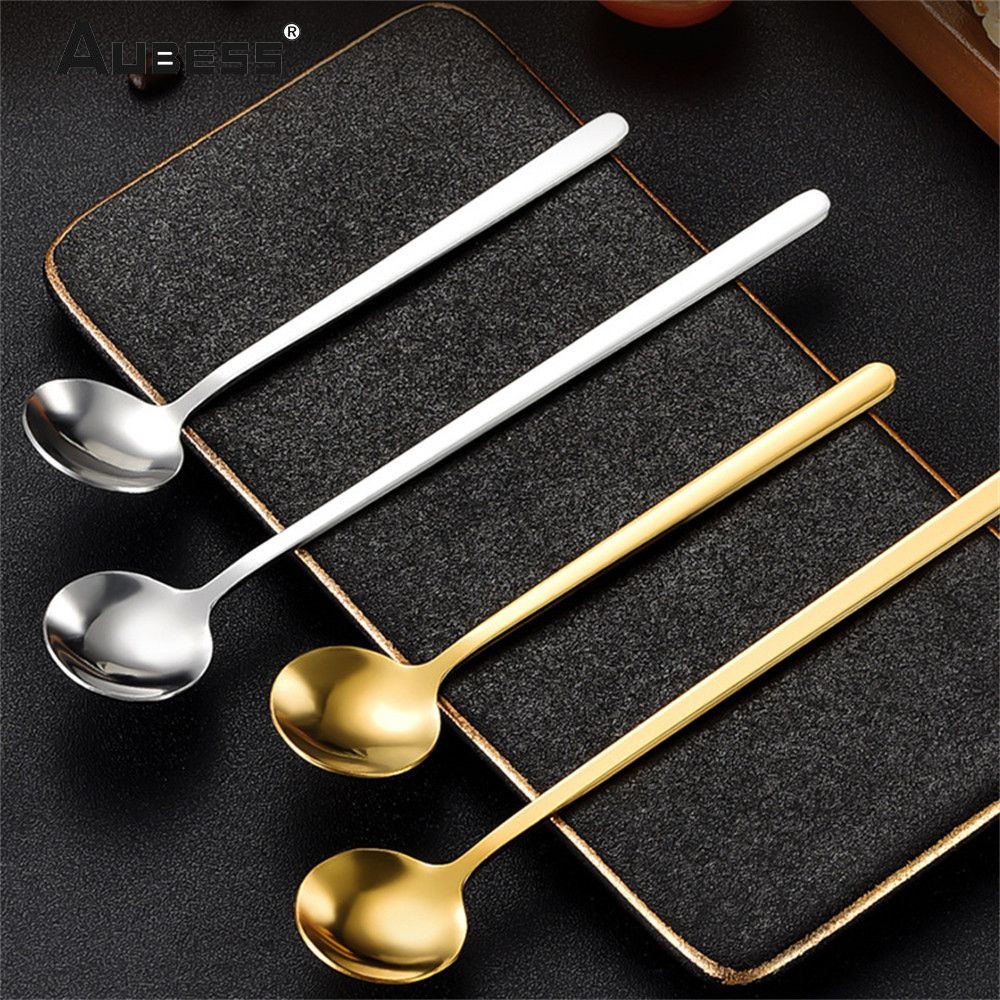 13/15/17cm Long Handled Stainless Steel Spoon Tea Coffee Stirring Spoon Cocktail Mixing Spoons 【sear