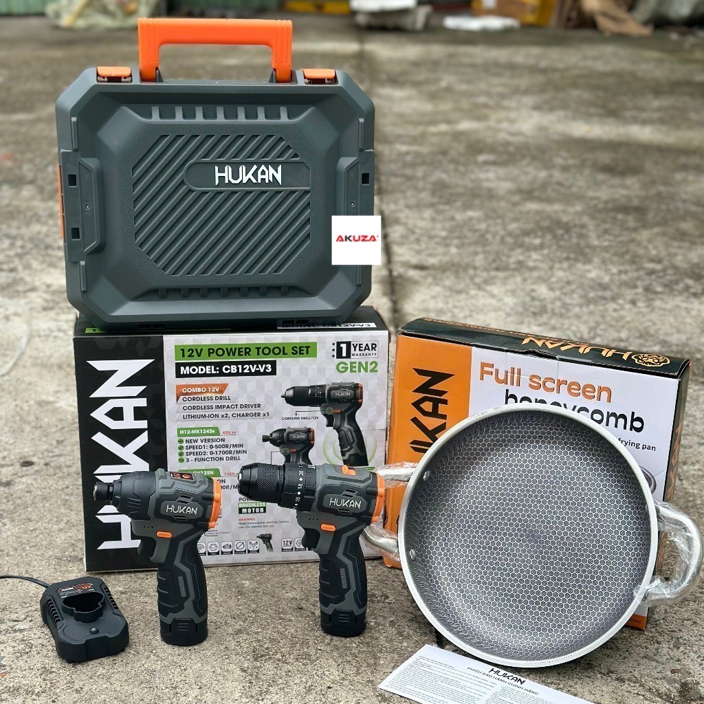 Combo Máy Khoan + Máy Bắn Vít 12V Hukan Gen2 CV12-V3 TẶNG NGAY CHẢO HUKAN - HUKAN VIỆT NAM akuza giá