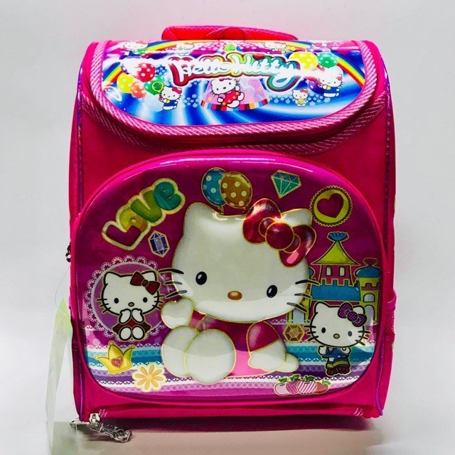 HÌNH THẬT Ba lô - cặp học sinh siêu nhẹ chống gù lưng cho bé gái cấp 1 hình KITTY nổi VSTYLE - HUDUY