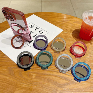 Sang Trọng Bling Lấp Lánh Gương Giá Đỡ Nhẫn Cầm Từ Tính Xoay 360 Độ Giá Đỡ Cho iPhone Samsung Redmi OPPO VIVO Realme Điện Thoại Di Động Mặt Sau Miếng Dán Ổ Cắm Giá Đỡ