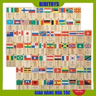 Đồ chơi Domino gỗ cờ 100 quốc gia trên thế giới cho bé