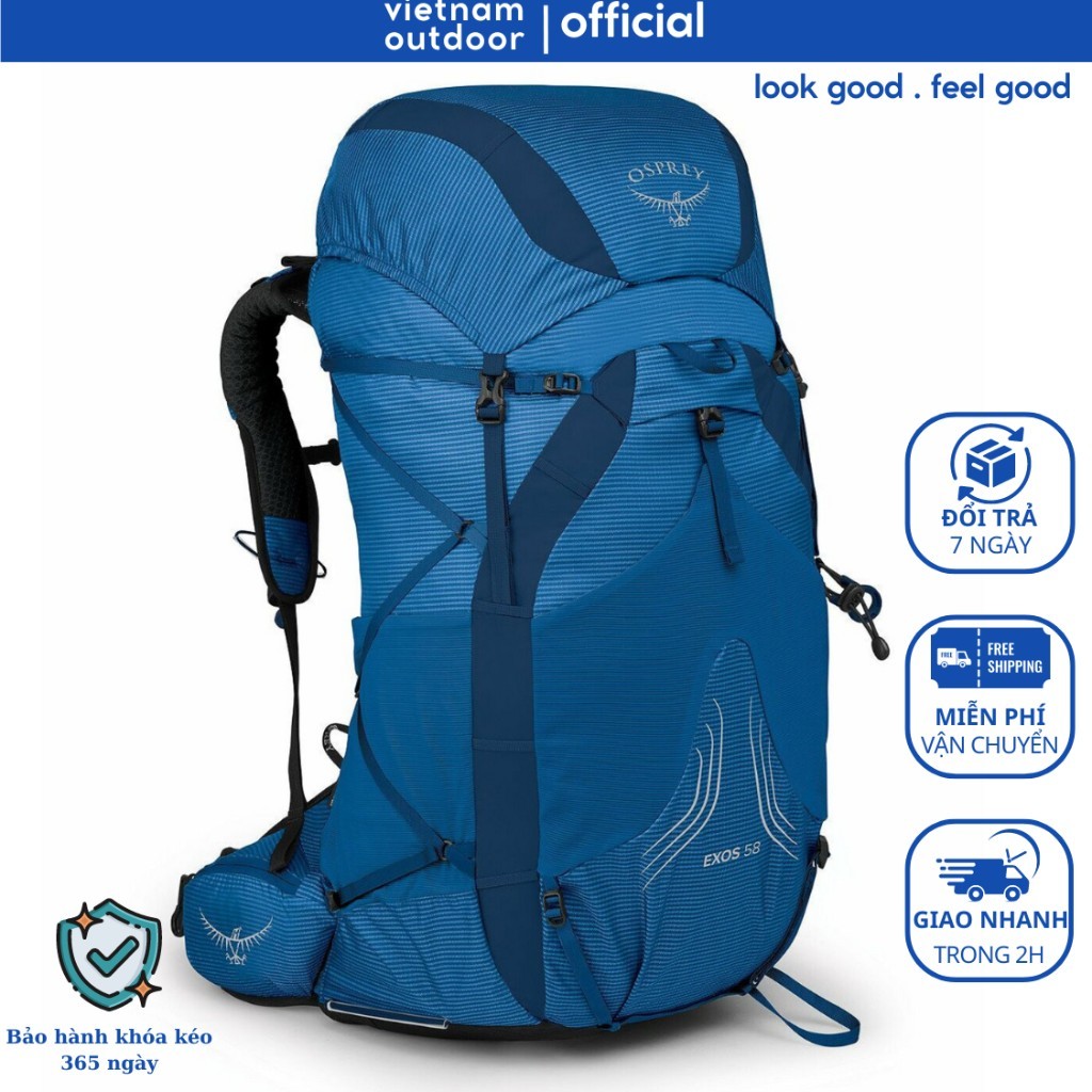 Balo Leo Núi OSPREY EXOS 58 Có Trợ Lực Thiết Kế Khoa Học Tiện Dụng Nhiều Ngăn Chống Thấm Nước