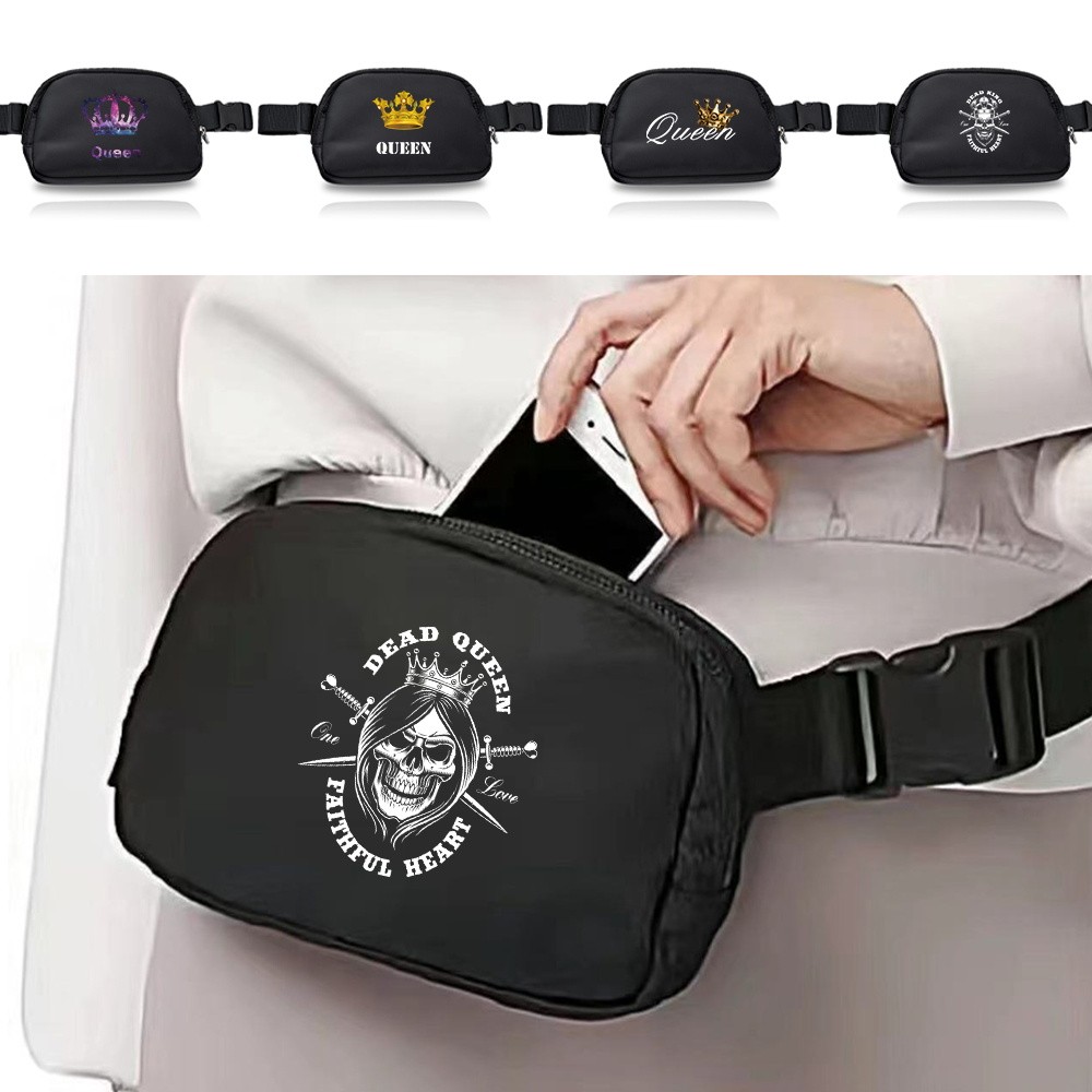 Crossbody Bag Women Waterproof Sports Waist Bags Fanny Pack with Adjustable Strap Print Queen Series