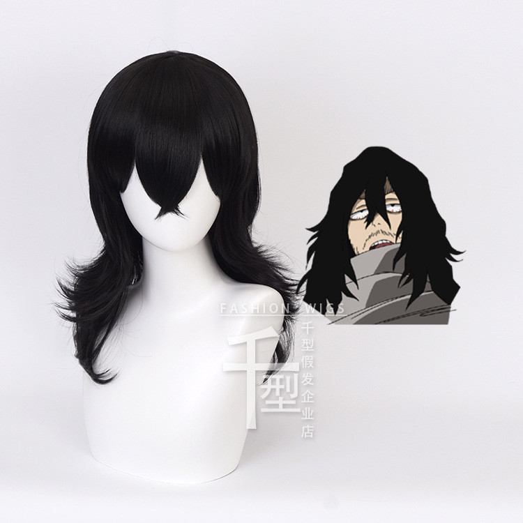 Shouta Aizawa Cosplay Tóc Giả My Hero Giới Học Thuật Dài Đen Chịu Nhiệt Tổng Hợp Tóc