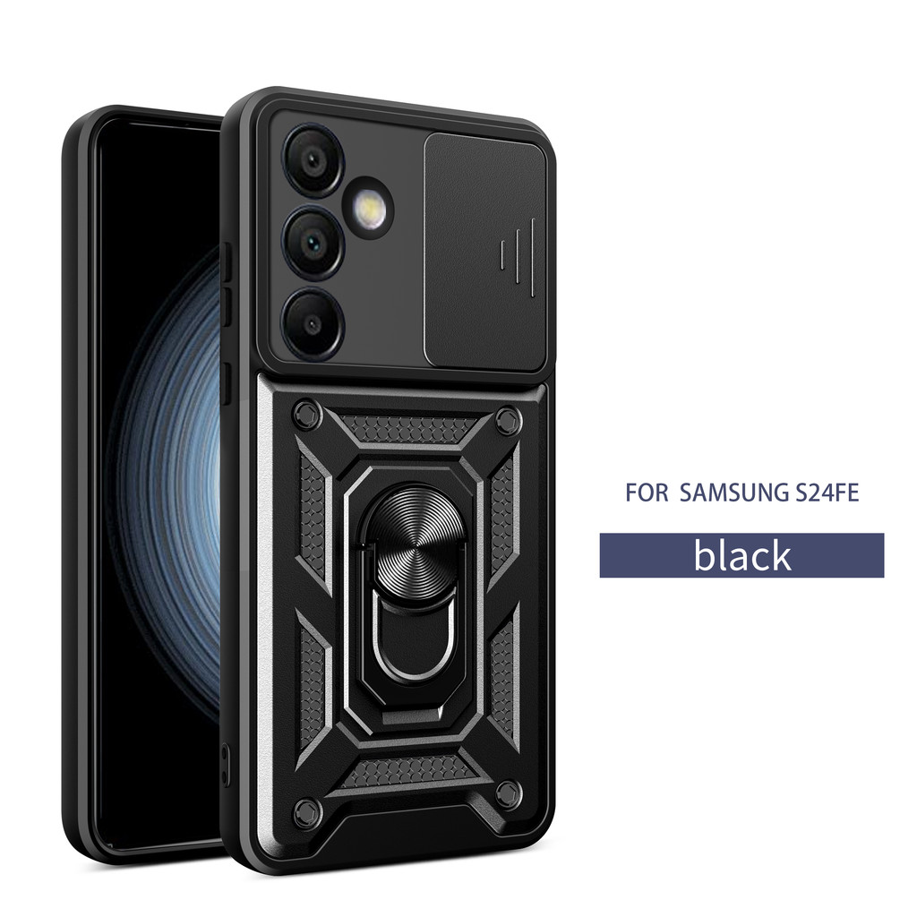 Ốp Giáp Chống Sốc Samsung S24 FE 5G Cho Samsung Galaxy S24 FE S23 S24FE S23FE 5G 2024 Đẩy Kéo Camera Bảo Vệ Vỏ Điện Thoại Xe Nam Châm Giá Đỡ Vòng Ốp Lưng Chống Sốc