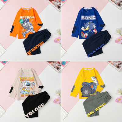 Bộ Sonic, ô tô LITIBABY, Set quần áo cotton thu đông cho bé trai từ 2 đến 8 tuổi