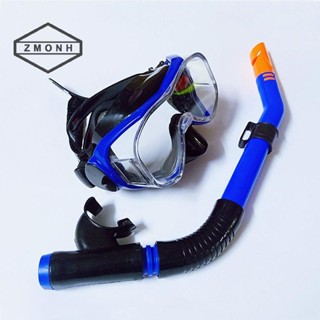 Zmonh Bộ ống thở chuyên nghiệp Mặt nạ toàn mặt Thiết bị kính lặn Biển sâu Phù hợp với kính cường lực đầy đủ Kính lặn khô dành cho người lớn * mới