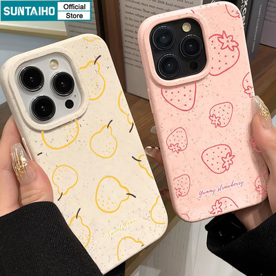 Ốp Điện Thoại Suntaiho Thẩm Mỹ Họa Tiết Dâu Lê Mờ Mềm Cao Cấp Chống Sốc Cho IPhone 11 12 13 14 15 16 Pro Max IP 7 8 Plus IPhone X XS XR Xs Max
