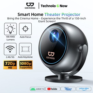 Máy chiếu mini GOOJODOQ 1080P Full HD 180ANSI 360° di động hình bán cầu hỗ trợ Netflix Electric Focu