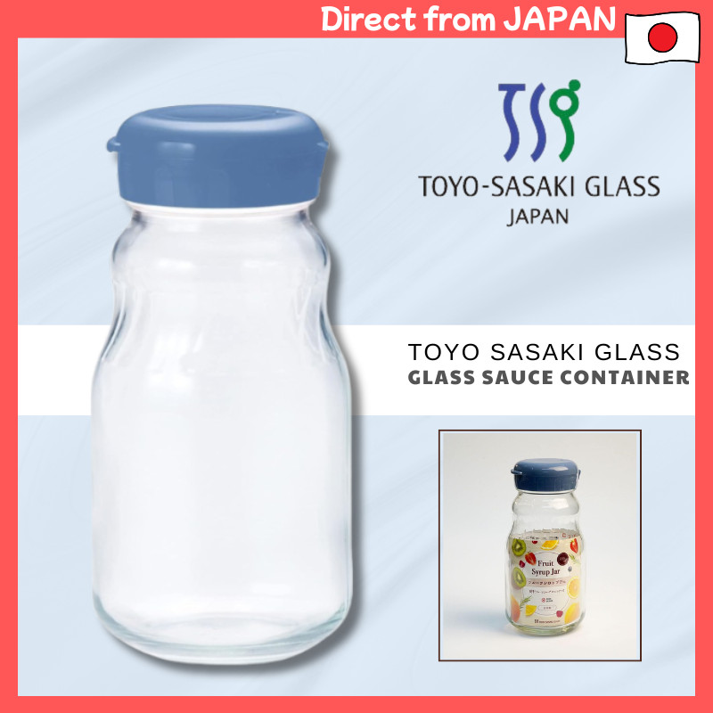 Sasaki Glass Fruit Syrup Bottle, Blue, 930ml, Made in Japan, Good Design Award, Glass Bottle, Storag