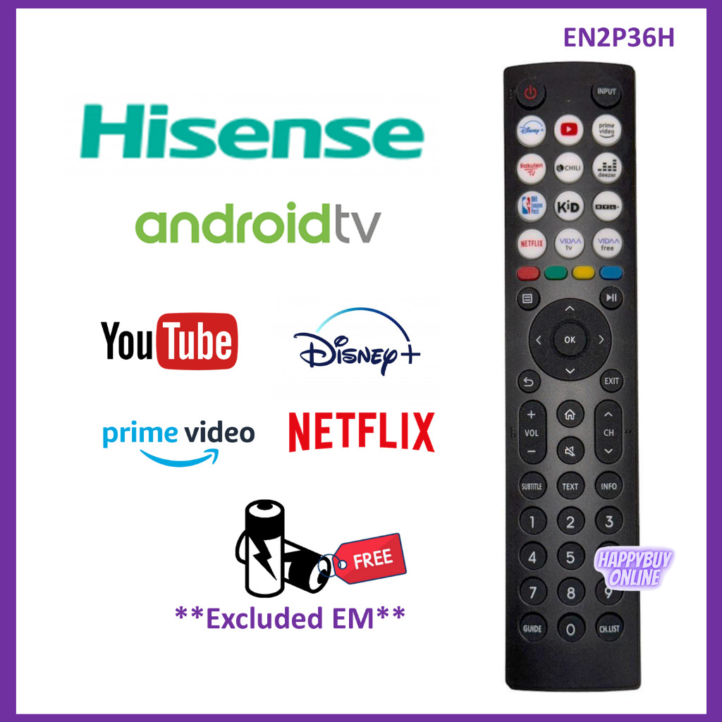 Tương thích Hisense Vidaa 4K FHD Android Smart TV Điều khiển từ xa EN2P36H Remote Smart TV Hisense