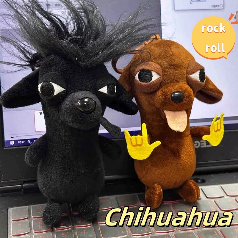 Móc khóa gấu bông hình Chihuahua ngộ nghĩnh, dễ thương