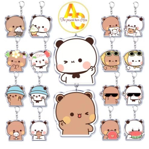 Bubu Dudu-Móc khóa hoạt hình màu trắng và xám phụ kiện túi xách balo móc khoá bằng chất liệu arcryli