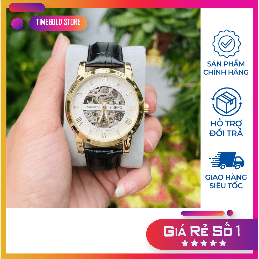 Đồng hồ cơ nam Chenxi dây da lộ máy tự động cao cấp CX-8802 [BẢO HÀNH 12 THÁNG]