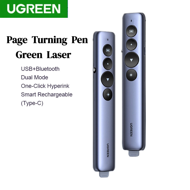 Ugreen Trang Xoay Bút Không Dây / Bluetooth Con trỏ Trình bày Điều khiển từ xa Laser xanh PPT Clicke