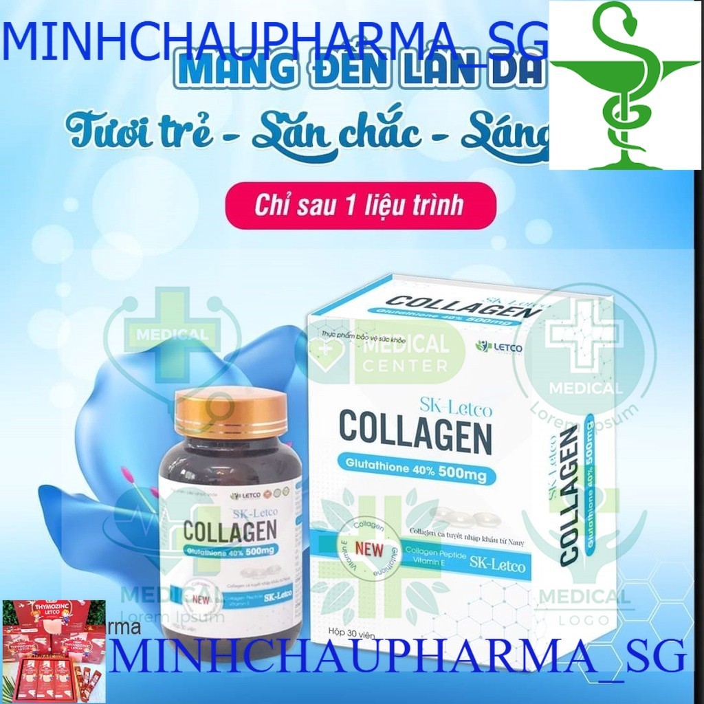 Viên uống trắng da, mờ nám Collagen + Glutathion. Hộp 30 viên (colagen, glutathion)