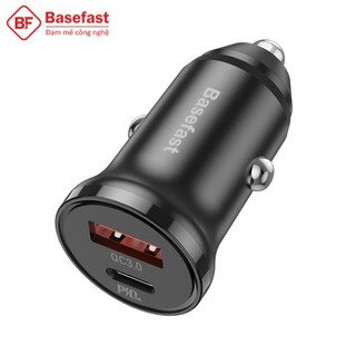 Tẩu Sạc Nhanh 20W 2 Cổng Usb và TypeC QC3.0 Basefast TS20 Dùng Trên Ô tô