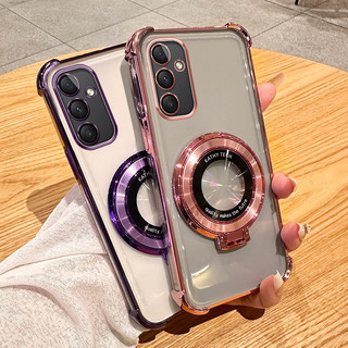 Ốp Chân Đế Vòng Chống Sốc Trong Suốt Cho Samsung Galaxy A32 A33 A34 A35 4G 5G Ốp Lưng Có Giá Đỡ Điện Thoại Ống Kính Máy Ảnh Bảo Vệ Phim Silicon Mềm Vỏ Điện Thoại Di Động
