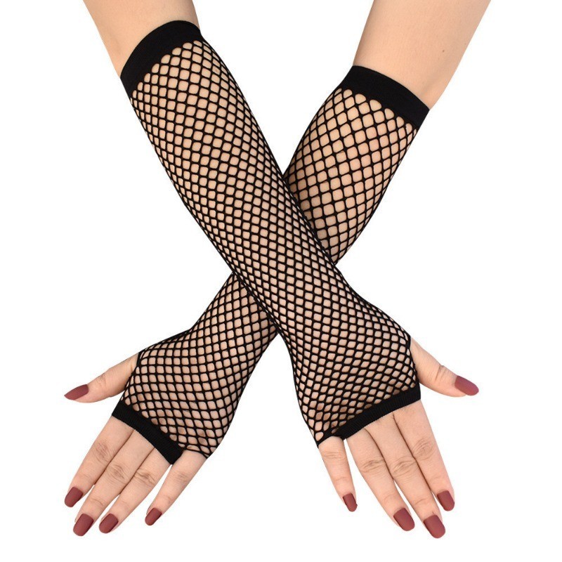 European and American Fashion Medium Length Fishing Net Elastic Gloves, New Sexy Mesh Gloves for Gir
