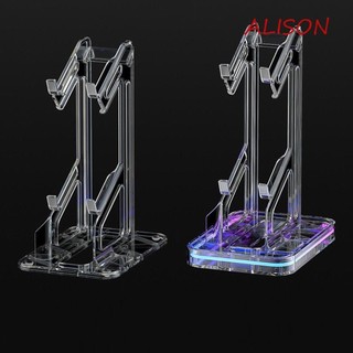 Đế trưng bày bộ điều khiển ALISON RGB, Giá đỡ bộ điều khiển chơi game gắn trên bàn tiết kiệm không gian, Bộ sắp xếp lưu trữ bộ điều khiển kép 2 tầng chống trầy xước có thể tháo rời cho PS5 Switch Xbox