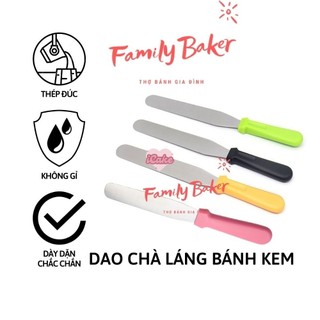 Dụng cụ chà láng/ Dao chà láng dùng trét kem bánh sinh nhật inox cán nhựa 8, 10 inch lưỡi cong, thẳng hàng cao cấp