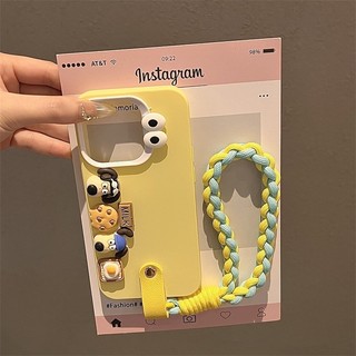 Ốp điện thoại silicon lập thể màu vàng hoạt hình cho iPhone15 14 13 12 11 Pro Max IX SMAX XR XS Bảo vệ camera chống sốc Vỏ mềm chống rơi chất lỏng