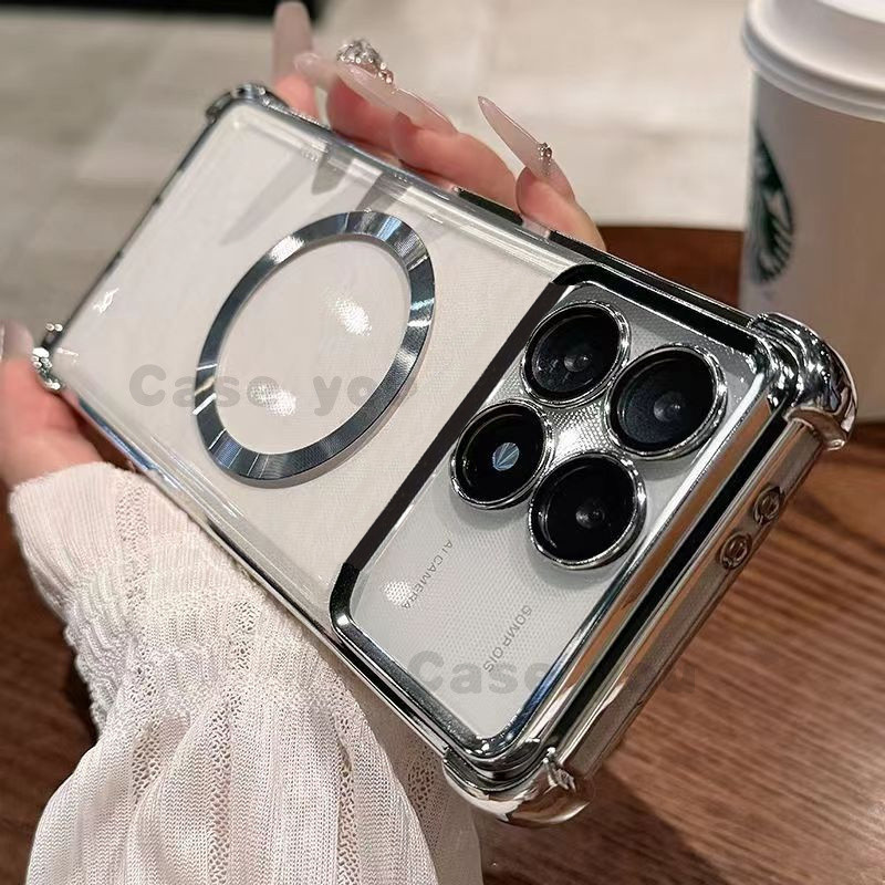 Dành cho POCO X6 PRO F6 PRO Redmi K70 K70E K70 PRO Ốp điện thoại chống rơi từ tính mềm trong suốt có phim ống kính tích hợp