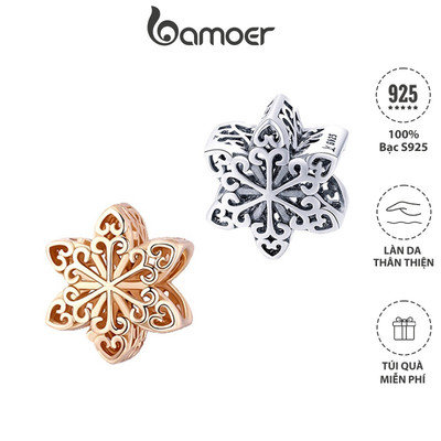 Hạt phụ kiện Bamoer hình bông tuyết thiết kế đơn giản sáng tạo làm trang sức thủ công