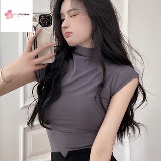 Áo thun tay ngắn dáng ôm màu hồng thời trang mùa hè