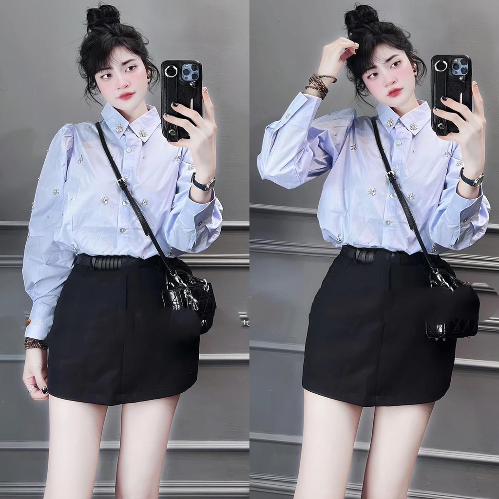 Sơ mi nữ kiểu tay dài Đính ĐÁ cao cấp mã 99# Top Women