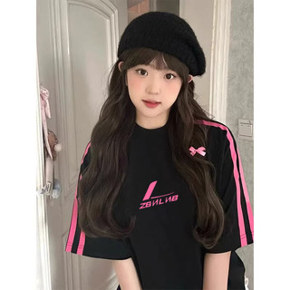 T27016 Mùa Hè Tinh Khiết Cotton Lỏng Vòng Cổ Nhàn Rỗi Phong Cách Ba Thanh Ngắn Tay Áo T-Shirt Cho Phụ Nữ
