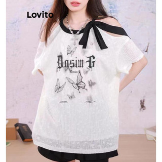 Áo dệt kim Lovito màu trơn có dây buộc phong cách thường ngày cho nữ LNA64413