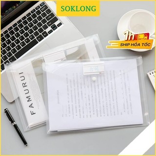 Túi Clear bag A4 đựng tài liệu có name tag K29 Sổ KLONG, file đựng hồ sơ trong suốt