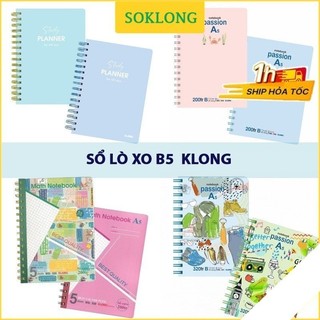 Sổ lò xo A5 Klong, sổ tay planner, vở kẻ ngang, caro học sinh tiện lợi