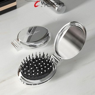 Túi Gương Có Lược, Lược Túi Khí Gấp Mini Tròn, Massage Da Đầu Di Động Bạc Sử Dụng Kép Massage Tóc Du Lịch