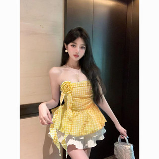  Áo Ống Họa Tiết Kẻ Ca Rô Sơ Mi Ôm Ngực Mẫu Ngắn Trang Phục Nữ Thiết Kế Sành Điệu Vải Mềm Mại