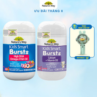 Combo Kẹo Dẻo Nature's Way Kids Smart Calcium + Vitamin D3 Burstlets và Viên Dầu Cá Nature's Way Omega-3 Fish Oil Trio