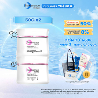 Combo dưỡng da sáng mịn Bio-Essence Bio-White Kem dưỡng ngày và đêm (50gr x2)