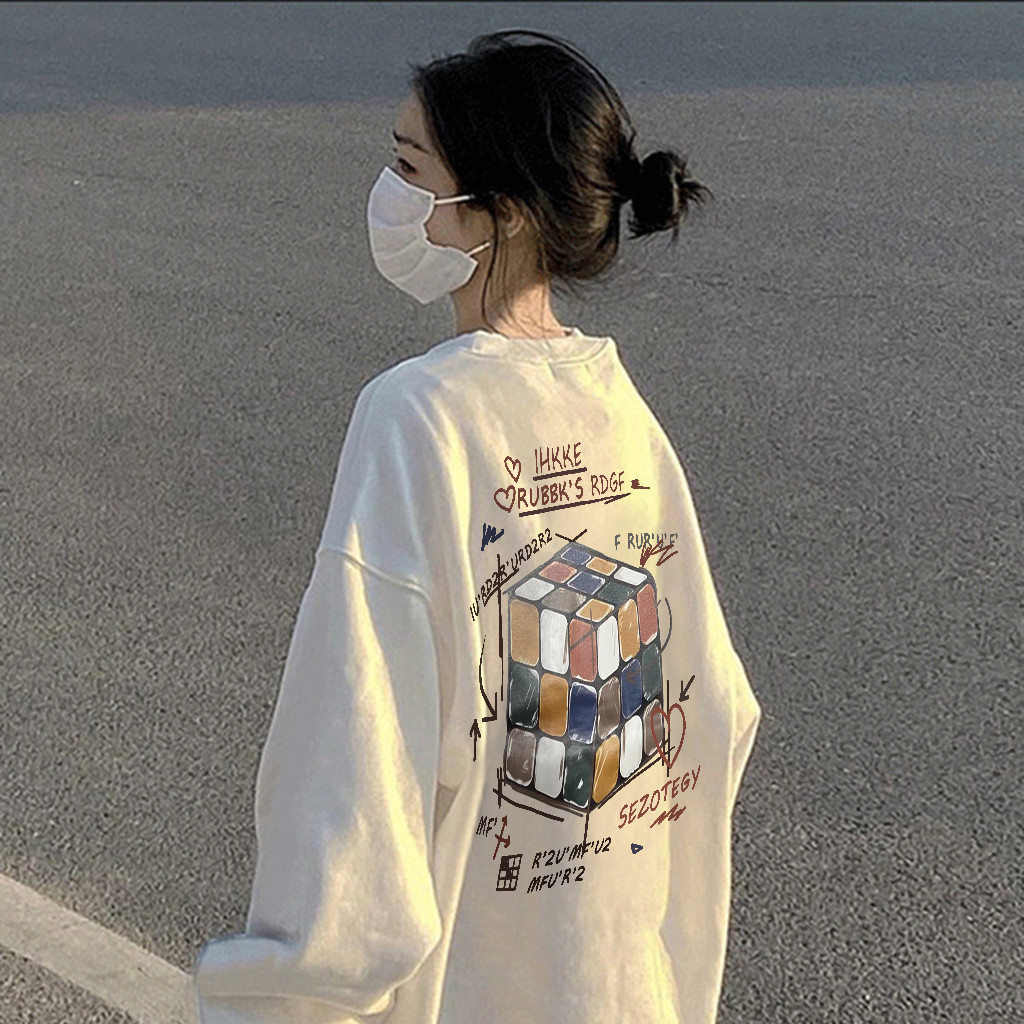 Áo sweater nữ form rộng unisex trắng áo khoác in hình outerity mùa đông local brand SALUTE