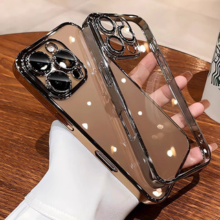 Mới Màu Chính Siêu Mỏng Đồng Bóng Vàng Màu Sắc Trong Suốt Cho iPhone16 15 14 ProMAX 13 12 11 16 Plus Chống Rơi Và Va Đập Với Bảo Vệ Camera Bìa Mềm