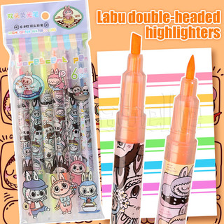 6 Cái Bút highlight hai đầu Labububu - Bút đánh dấu nghệ thuật làm quà tặng học sinh - Bút huỳnh quang - Đồ dùng văn phòng trường học - Tài khoản tay DIY - Bút vẽ mực sắc tố